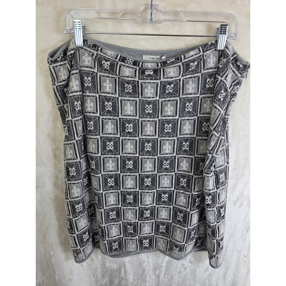 Sophie Max Womens Grey White Geometric Lace Overlay Pencil Skirt Size 16